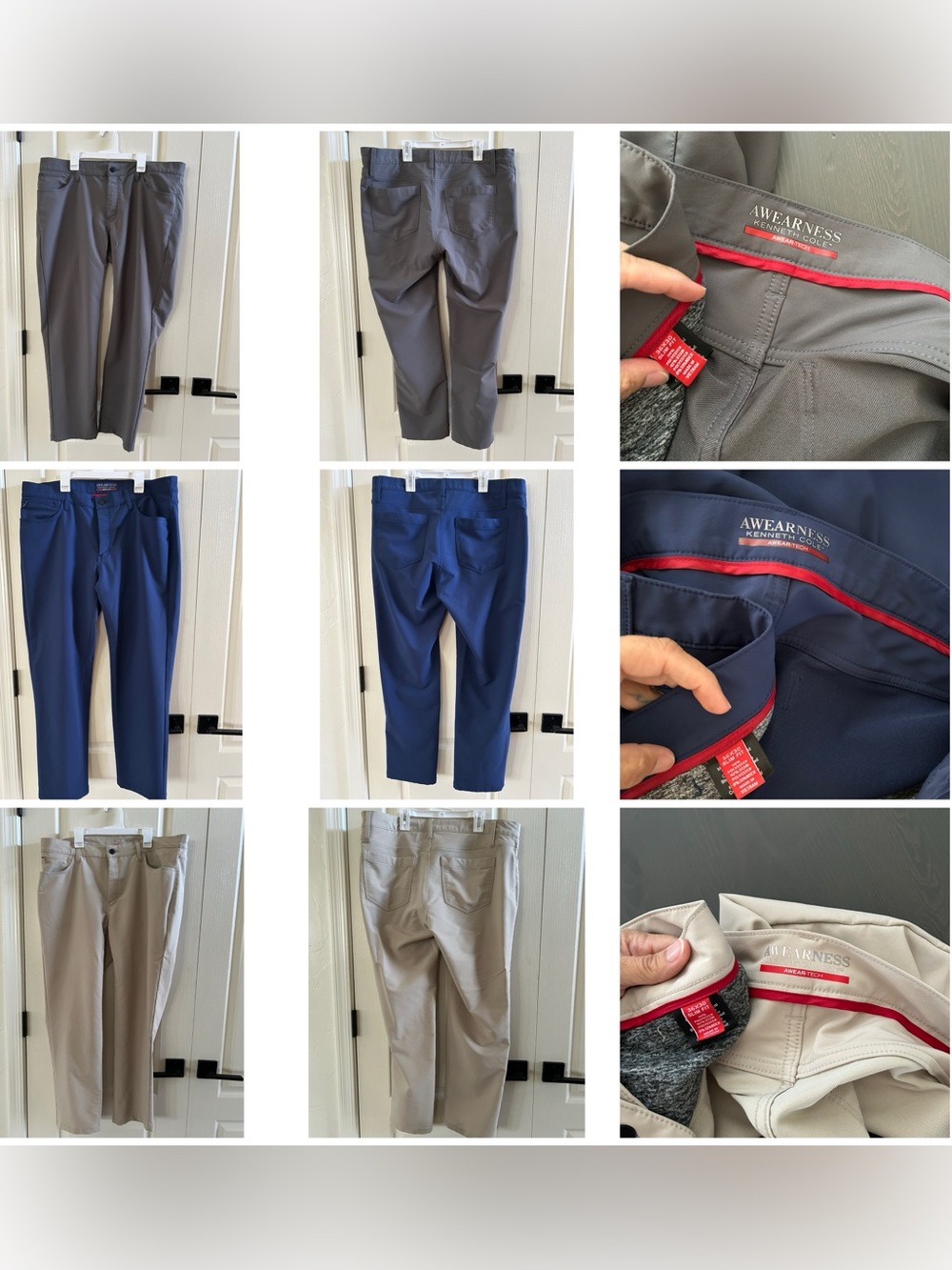 Kenneth Cole Men’s Stretch Casual Pants - Gray / Navy / Khaki